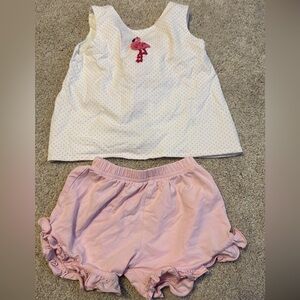 Kids Flamingo Matching Set - White and Pink